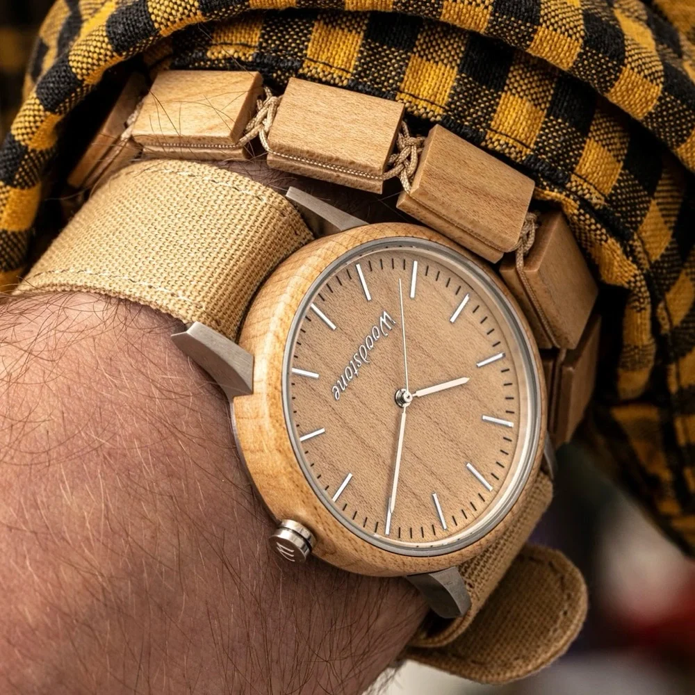 NWT Woodstone Men’s Oasis Maple Bracelet with Silver Accents - Picture 4 of 6